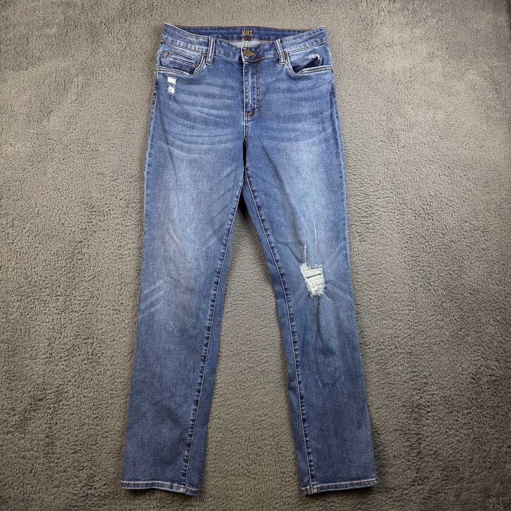 Kut From The Kloth Jeans Women's 8 High Rise Boyfriend Distressed Stretch Denim